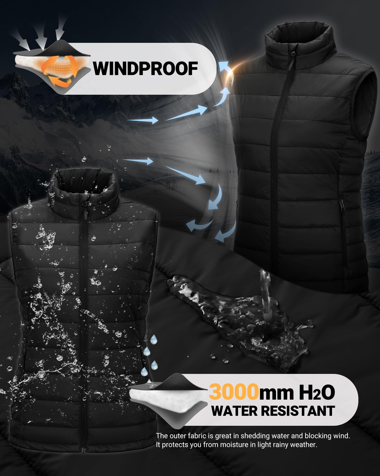 Outdoor Ventures Chaleco acolchado para mujer, chaleco de entretiempo plegable, chaleco deportivo híbrido con forro para mujer, cálido, chaleco de ciclismo con cuello alto para senderismo, camping