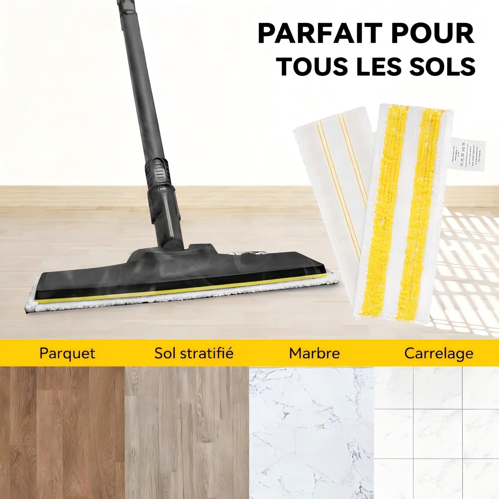 Lot De 6 Chiffons En Microfibre De Rechange Compatibles Avec Karcher EasyFix SC 1, SC 2, SC 3, SC 4, SC 5 – Accessoires Pour Nettoyeur Vapeur