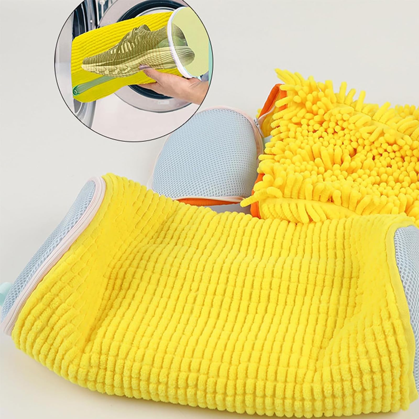 ATDDO 2 Stuks Waszak voor Schoenen in Wasmachine, Herbruikbaar Wasnet met Ritssluiting voor Beha, Sokken, Sneakers, Wasgoed en Reizen