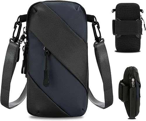 Soporte de teléfono para brazalete de correr, bolsa cruzada pequeña con bandas para el brazo para mujeres, hombres y niños, se adapta a iPhone 15 14