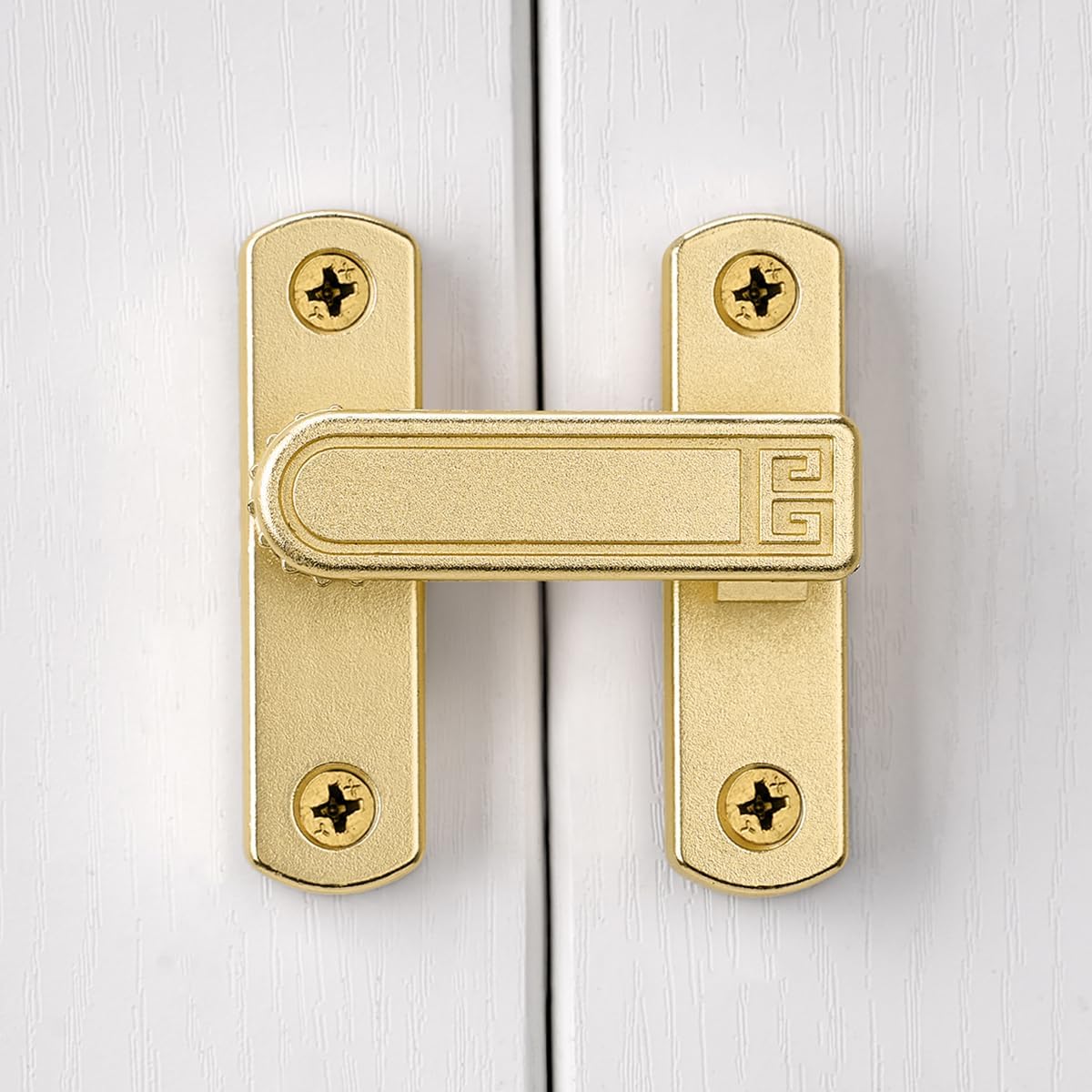 INIRET Barn Door Latches,Adjustable 90/180 Degree Gate Lock,Zinc Alloy Right Angle Door Lock Latch,Flip Gate Latches Hardware,Door Security Sliding Door Latch Lock for Cabinets,Bathroom. (1, Gold)