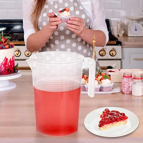 Miniatura 6 de WUWEOT Paquete de 2 jarras de medición de 125 onzas, jarra grande de mezcla de plástico, tabla de conversión de EE. UU., taza medidora graduada de