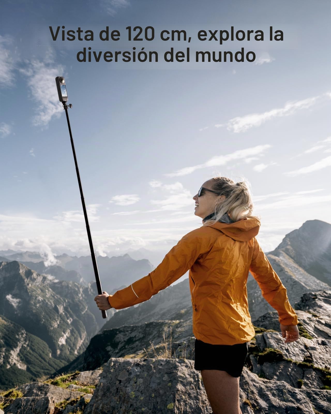 TELESIN° 120cm/ 47.83" Palo Selfie para GoPro Hero 13 12 11 10 9, dji Osmo Action 5 Pro 4 3, Insta360 X5 X4 X3 Ace Pro, Palo de Selfie Invisible 153cm, Selfie Stick Extensible de Aluminio