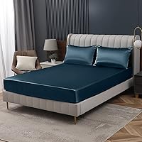 Vista 45 de Homiest Sábanas Bajeras de Satén Negro Tamaño Full con Bolsillo Profundo, Lujo y Ultra Suave, Ropa de Cama Individual, Vendidas por Separado