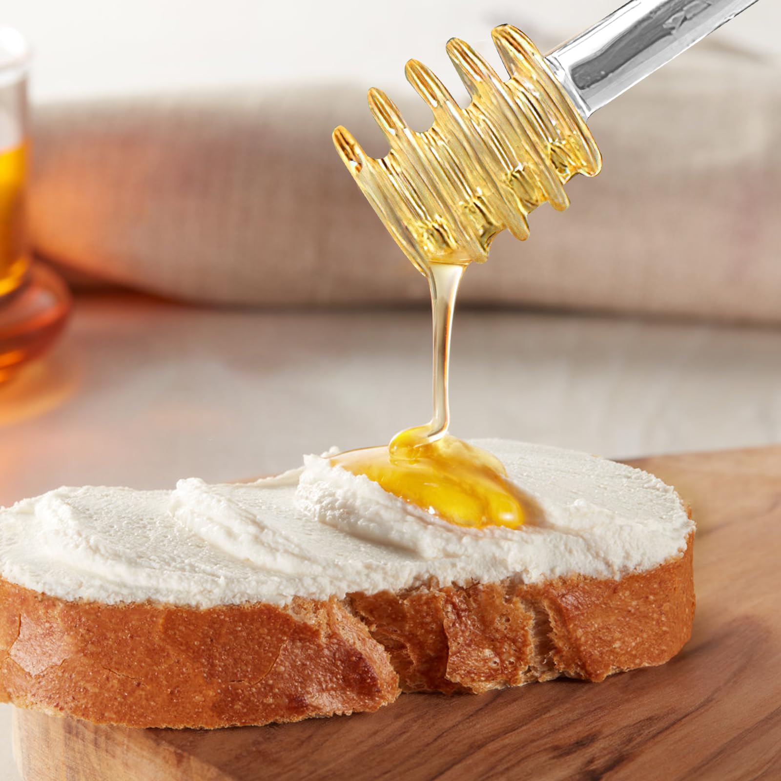 Pot à Miel En Verre Avec Louche - Récipient Élégant Pour Miel 255g - Style Nid D'Abeille - Idée Cadeau Cuisine