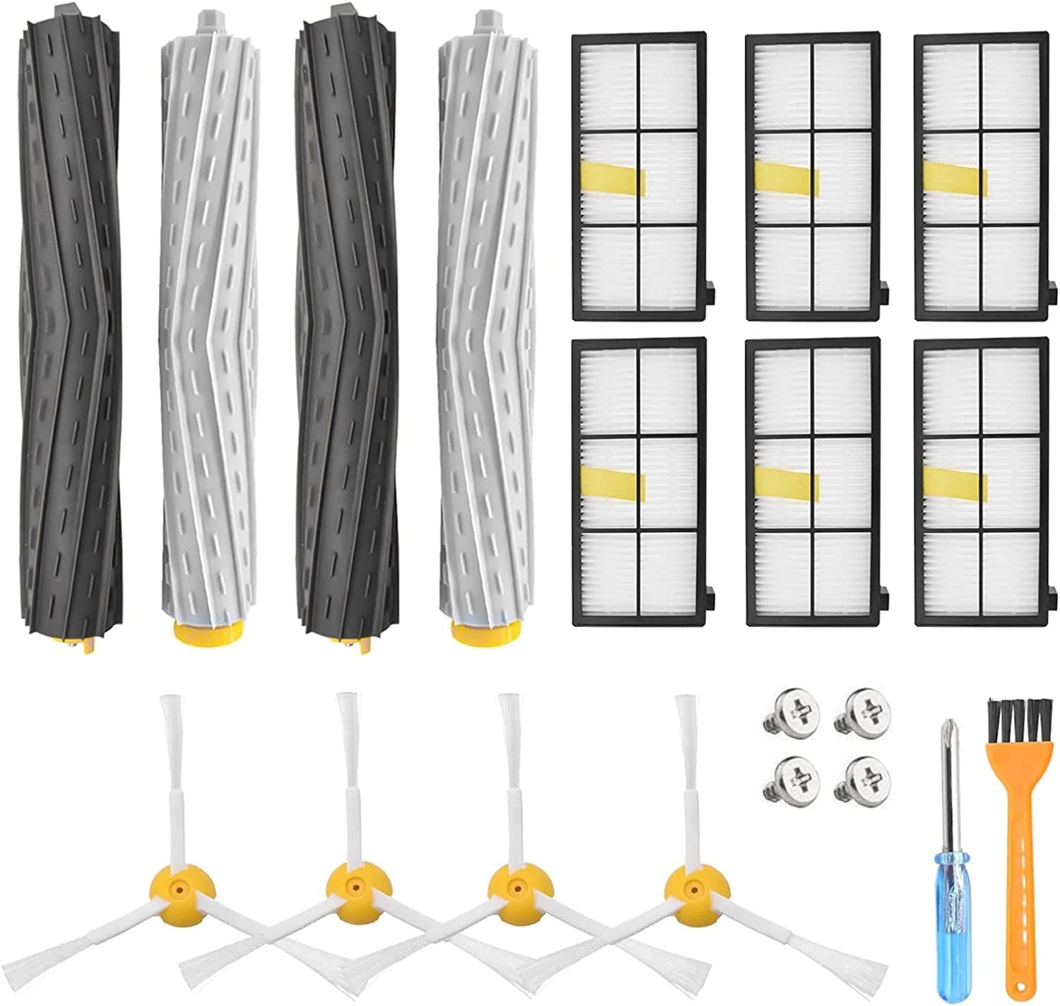 Garbage Fighter Filter And Side Brush Hepa Filter And Spinning Side Brushes Replacement For Irobot Roomba 800 900 Series Parts - Replenishement Robotic Hepa With Cleaning Brush For 805 860 870 871 880 890 960 980 Vacuum Cleaner Accessory