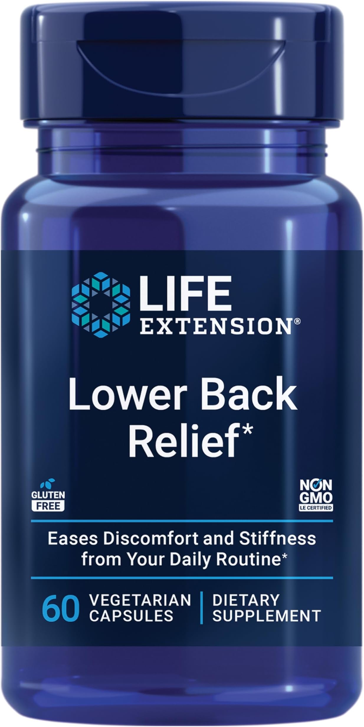 Life Extension Lower Back Relief, Chinese Chaste Tree, Ginger Extract, for Lower Back discomfort and Occasional Stiffness, Non-GMO, Gluten Free, Vegetarian, 60 Capsules