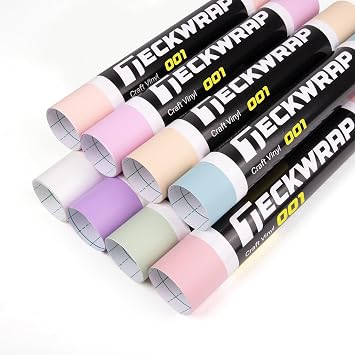 TECKWRAP 001 Matte Pastel Permanent Vinyl, 12" x 3ft, 10 Boho Vinyl Adhesive Indoor & Outdoor Decal for Cricut, Silhouette, Cameo Cutters, Signs, Scrap-Booking, Craft Cutters