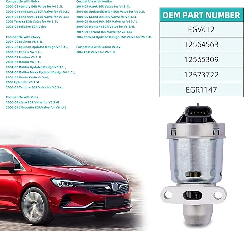 Miniatura 4 de Válvula EGR EGV612 (3.1 3.4 3.5L) 12564563 para Buick 2000-2007 Rendezvous Century Terraza, Chevy Equinox Malibu Impala Lumina Venture Monte
