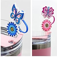 Vista 9 de Straw Cover Cap for Stanley Cup,Straw Topper Compatible for 30&40 Oz Tumbler with Handle,10mm 0.4in Dust-Proof Reusable Straw Tips Lids,Straw Tip