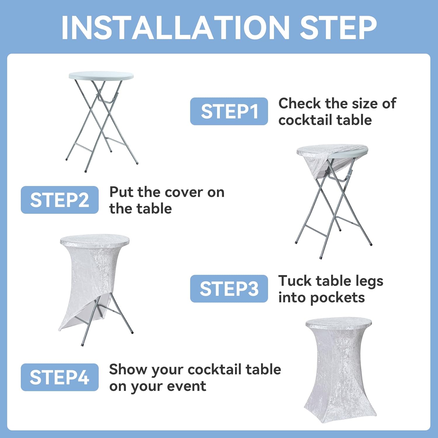 gogoparti White 32x43inch Velcet Cocktail Table Cover, 6 Pack Wrinkel Free High Top Cocktail Tablecloth for Bar Wedding Birthday Party Banquet