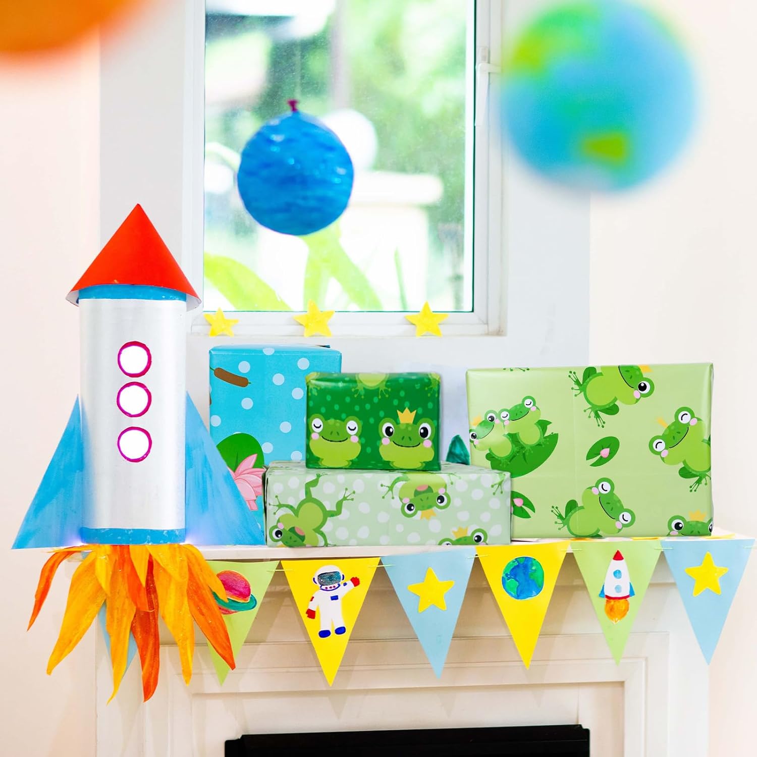 JarThenaAMCS 10 Sheet Cute Frog Wrapping Paper -Not Roll- Lotus Leaf Lotus Flower Gift Wrap Paper Bulk Green Folded Flat DIY Craft Paper for Birthday Baby Shower, 19.7 x 27.6 In - Image 6