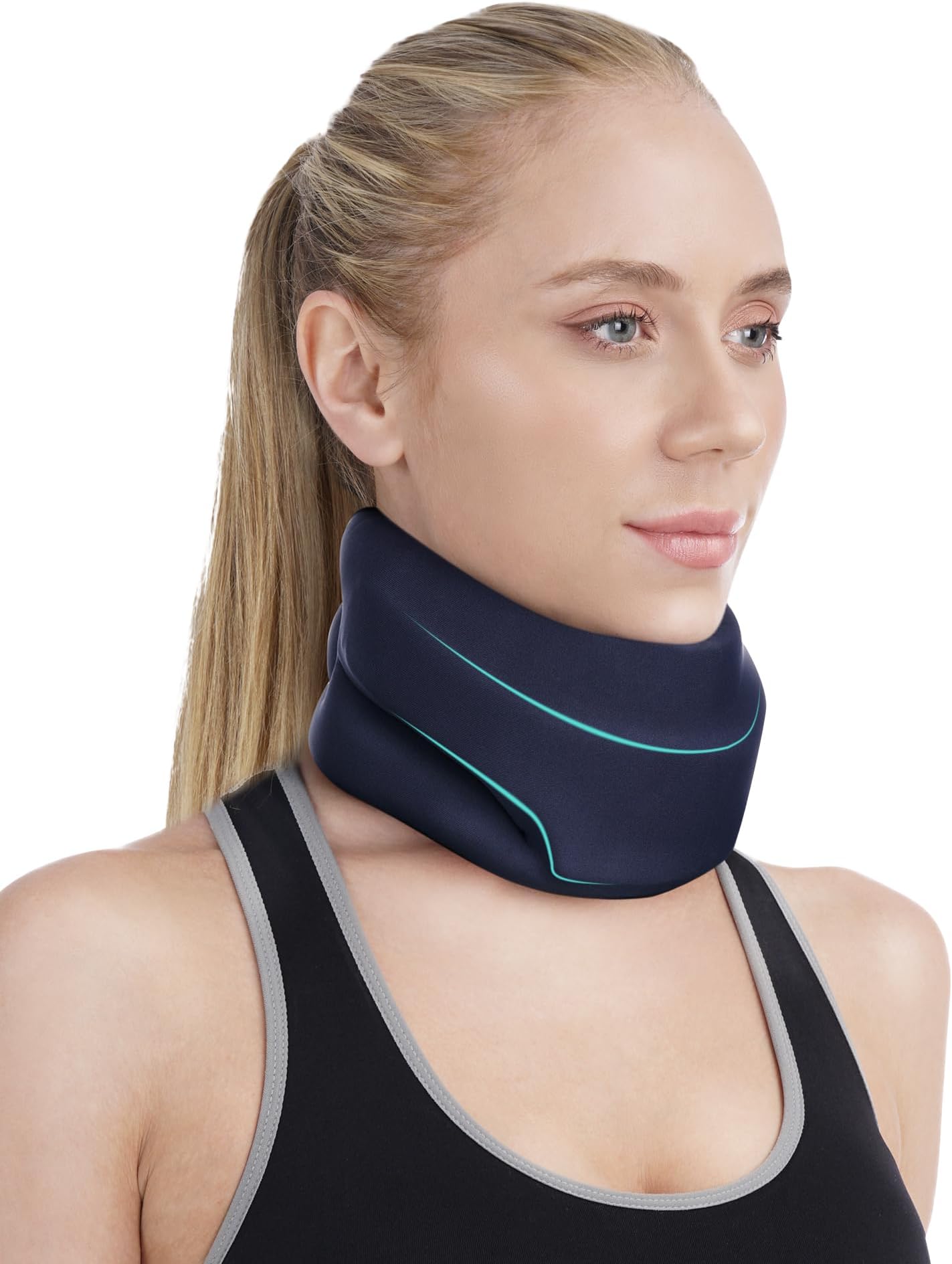 Neck Brace for Sleeping - Cervical Collar Relief Neck Pain and Neck Support Soft Foam Cervical Spine Pressure for Women & Men Prussian Blue Medium Size (12.6-15.8 Inch)