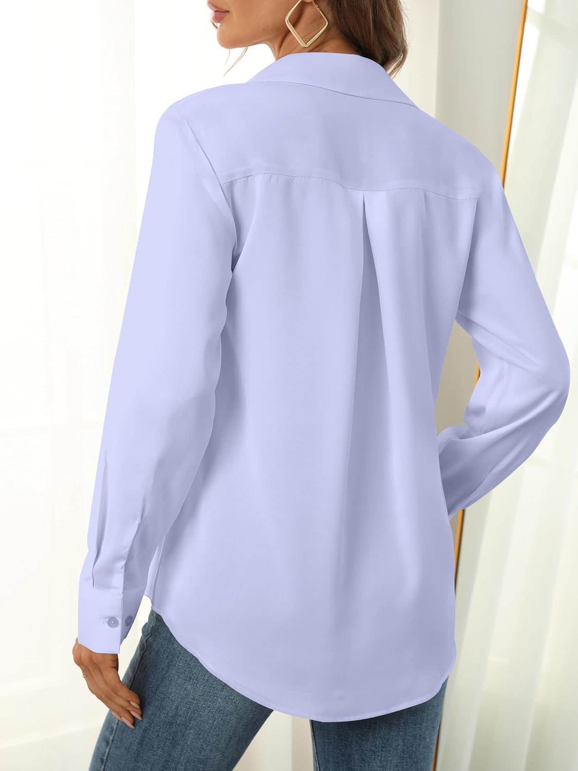  Women's Button Down Shirts Long Sleeve Basic Classic Soft Shirt Collared Fashion Dressy Casual Blouses thumbnail