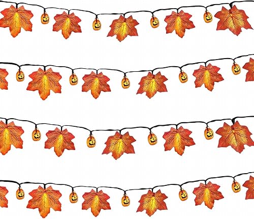 Miniatura 4 de Caja de batería de Acción de Gracias, Halloween, cadena de luces LED de hoja de arce, cadena de luz decorativa para interiores y exteriores, 40 W