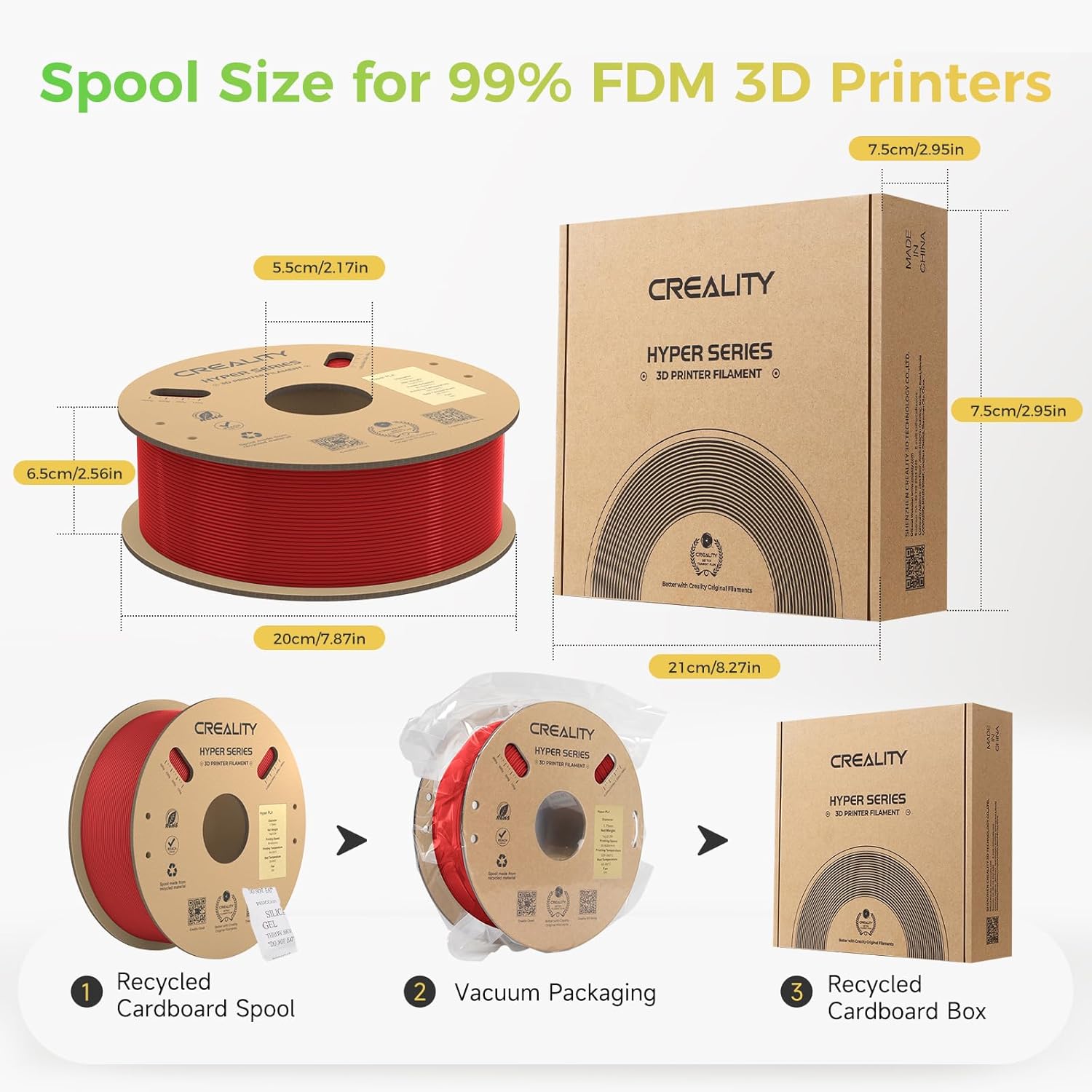 Creality Hyper PLA Filament Bundle 4KG, Up to 600mm/s High Speed 3D Printer Filament PLA, No-Tangling Stronger Toughness Fit Most 3D Printers