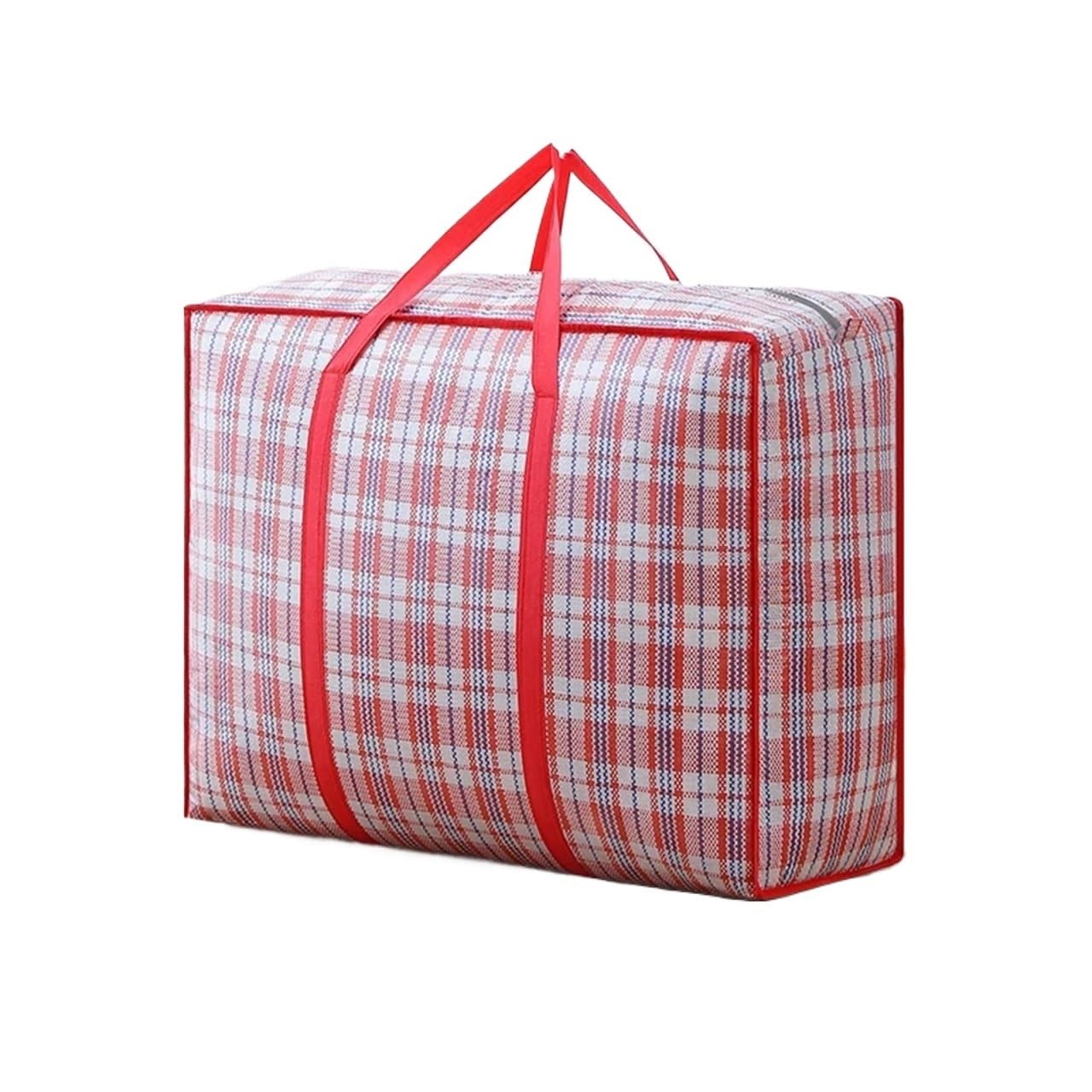 10pcs Large Capacity Quilt Clothing Storage Bag Multifunctional Luggage Packing Thickened Woven Waterproof Portable Moving For Packing(Red,80X55X23cm-XL)