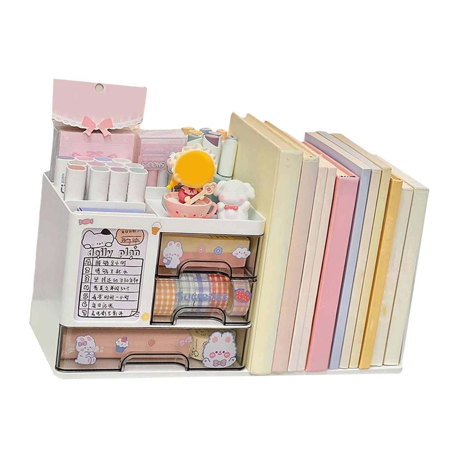 Multifunctional Desktop Book Holder Build in Storage Compartments for Efficient Workspaces Management Materials Desk Bookend with Storage Space