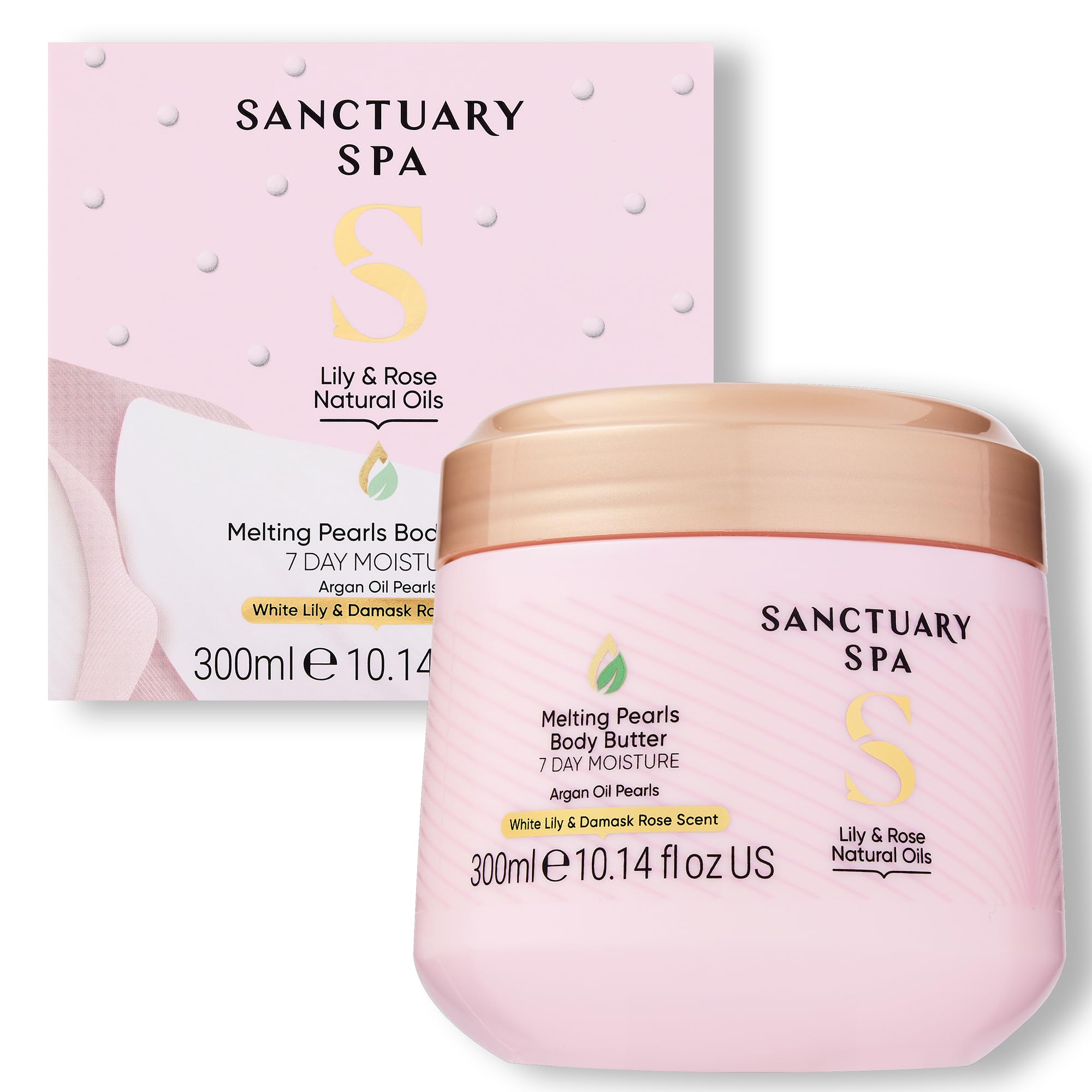 Sanctuary Spa Melting Pearls Lily & Rose Natural Oils Body Butter 300ml NEW