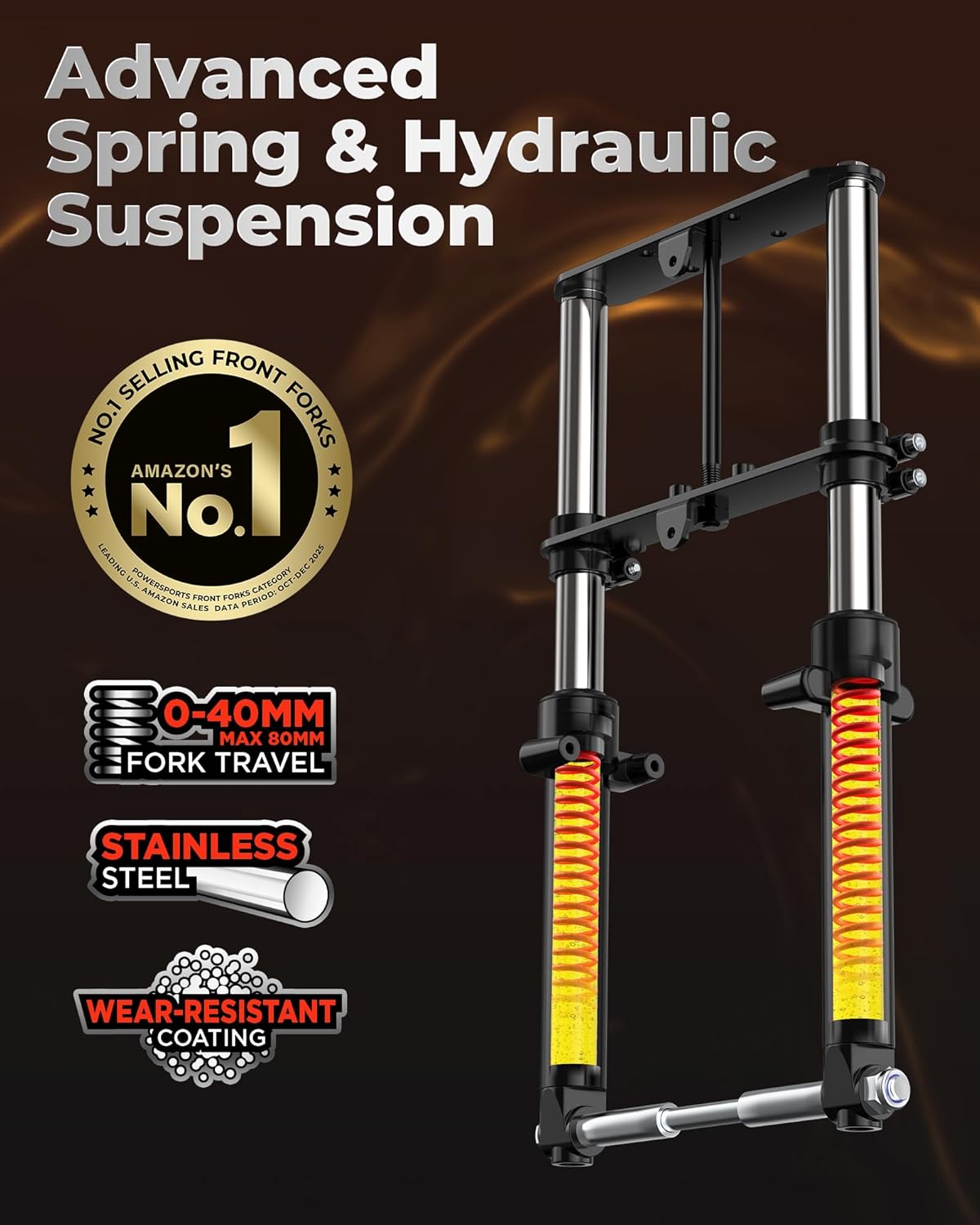 FRP Minibike Suspension Kit -Mini Bike Front Fork, Compatible with Monster Mega Moto MMB80 MMB105 80cc 105cc Motovox MBX10 MBX11 Coleman CT100U Baja DB30, 10 Years Warranty