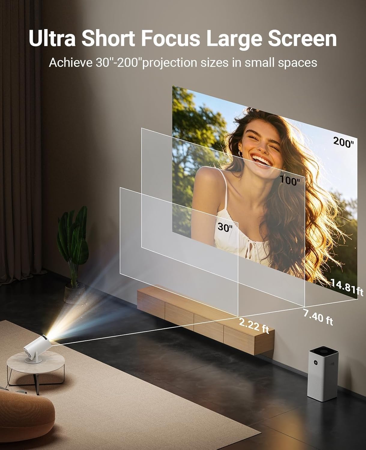 Smart Projector with Android 11 HD Projector 1080P 4K WiFi6 BT Home Theater Video Projector 180° Rotatable Stand Car Keystone Correction for Mobile Phone TV Stick (S1) — Amazon image 4