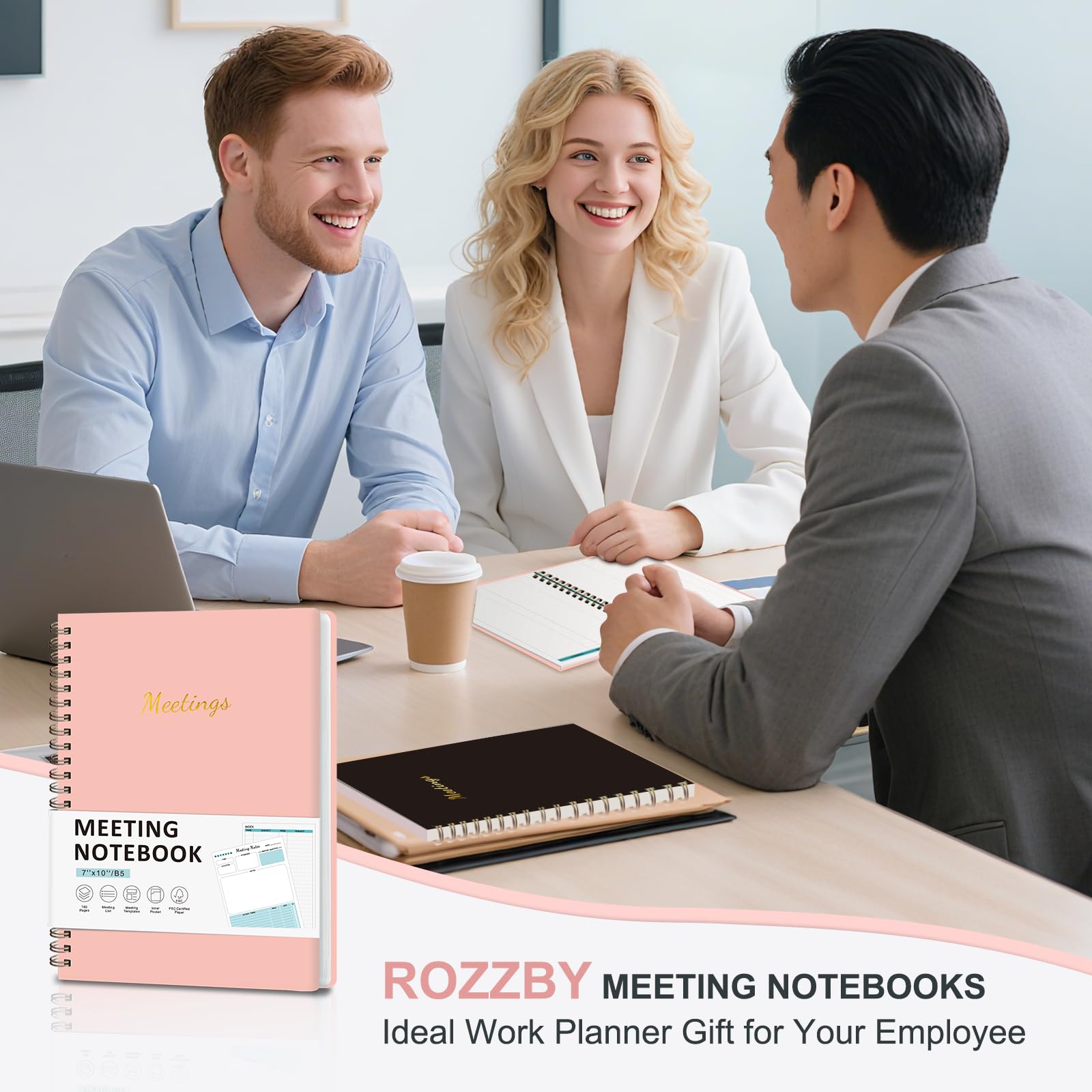 Cuaderno de reuniones para organización del trabajo, cuaderno planificador de trabajo con artículos de acción, agenda de proyectos para tomar notas, 160 páginas (6.9 x 9.9 pulgadas), suministros