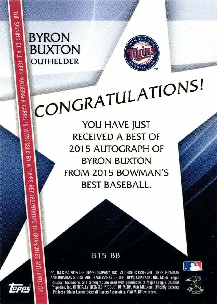 2015 Bowman's Best Best of 2015 Baseball #B15-BB Byron Buxton Certified Autograph Rookie Card