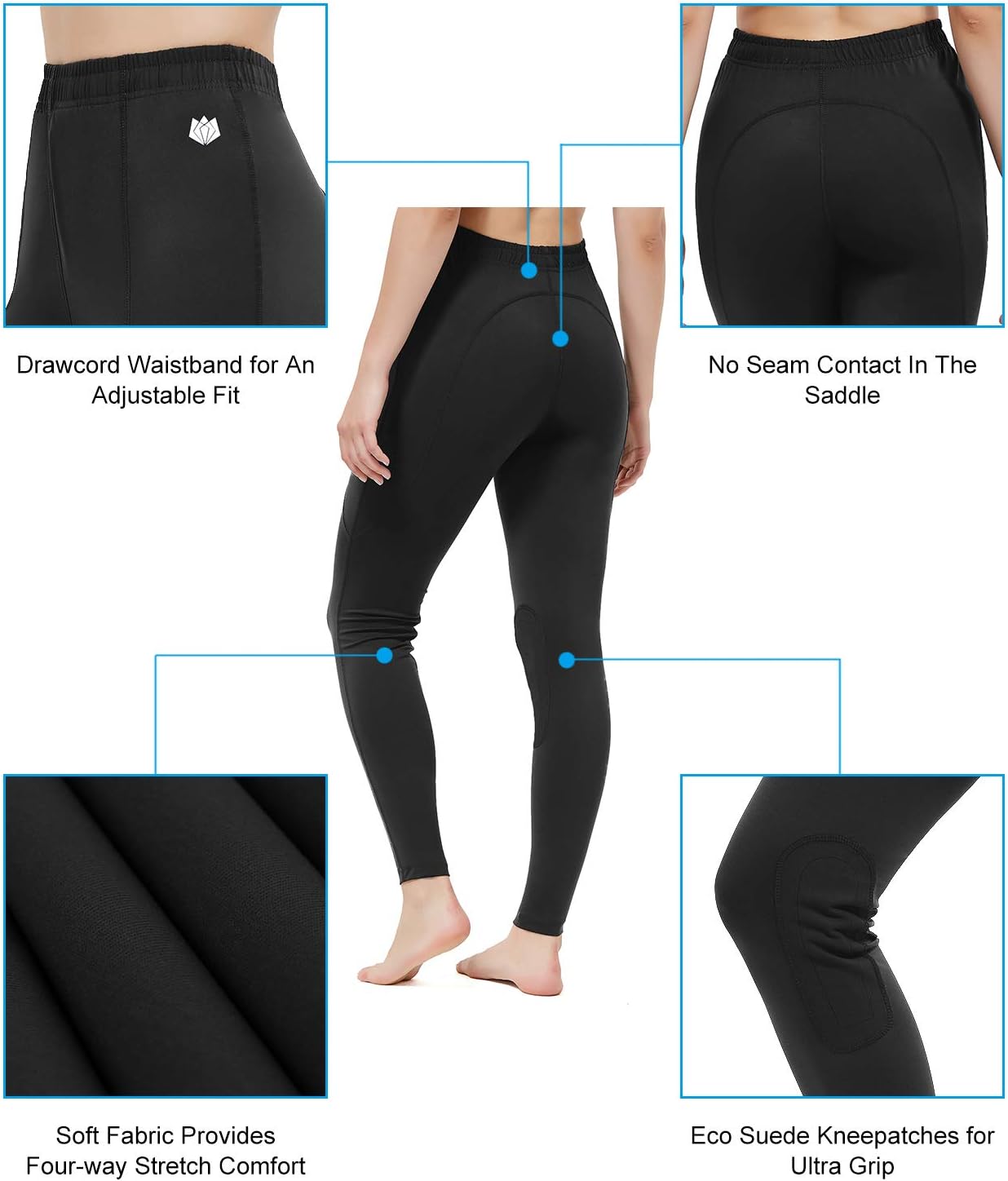 FitsT4 Kids Performance Riding Tights Flex Knee Patch Breeches Girls Horse Equestrian Schooling Pants : Clothing, Shoes & Jewelry