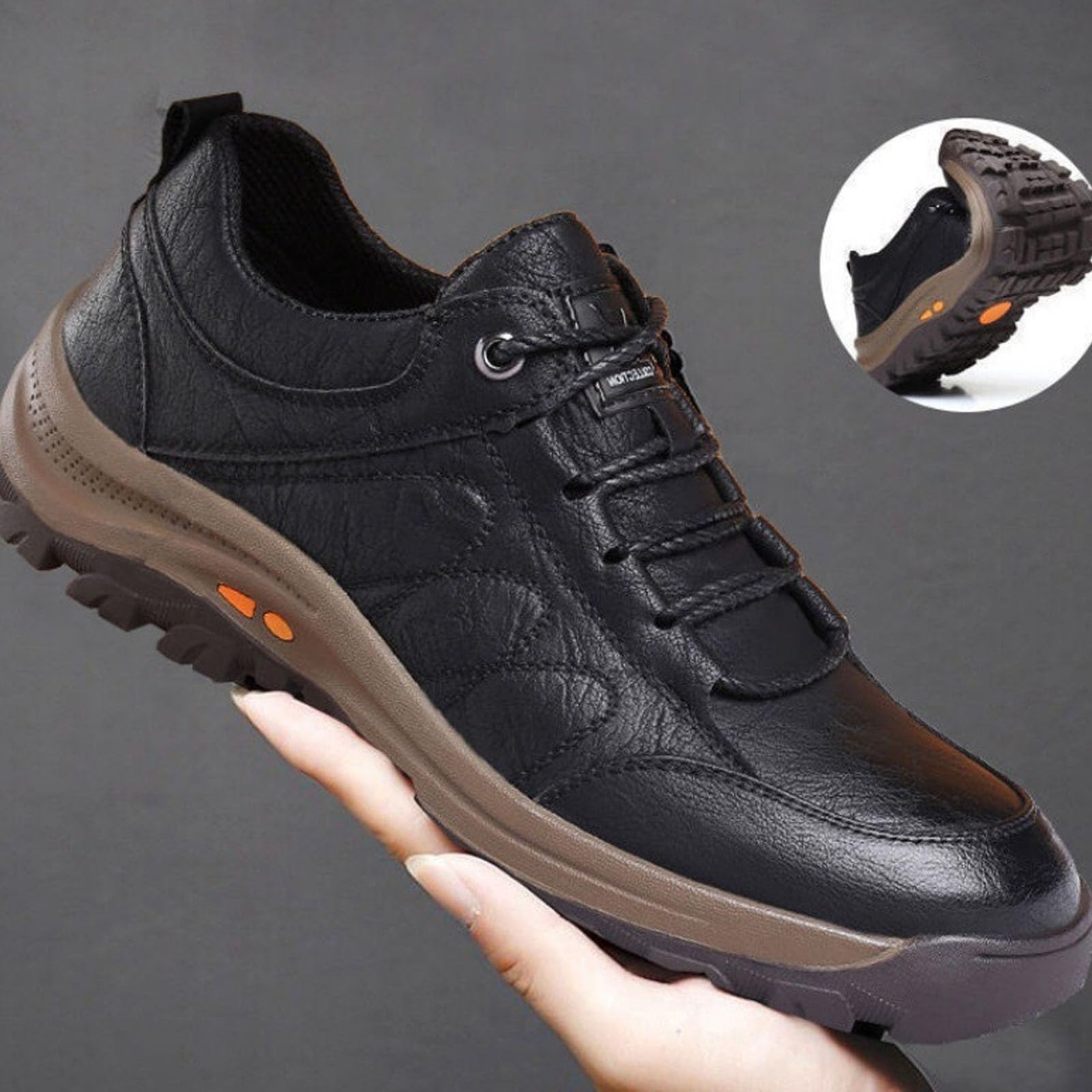 Mocasines casuales de cuero para hombre, hechos a mano, antideslizantes, con soporte de arco, zapatos cómodos para el trabajo, senderismo, zapatos deportivos para hombre