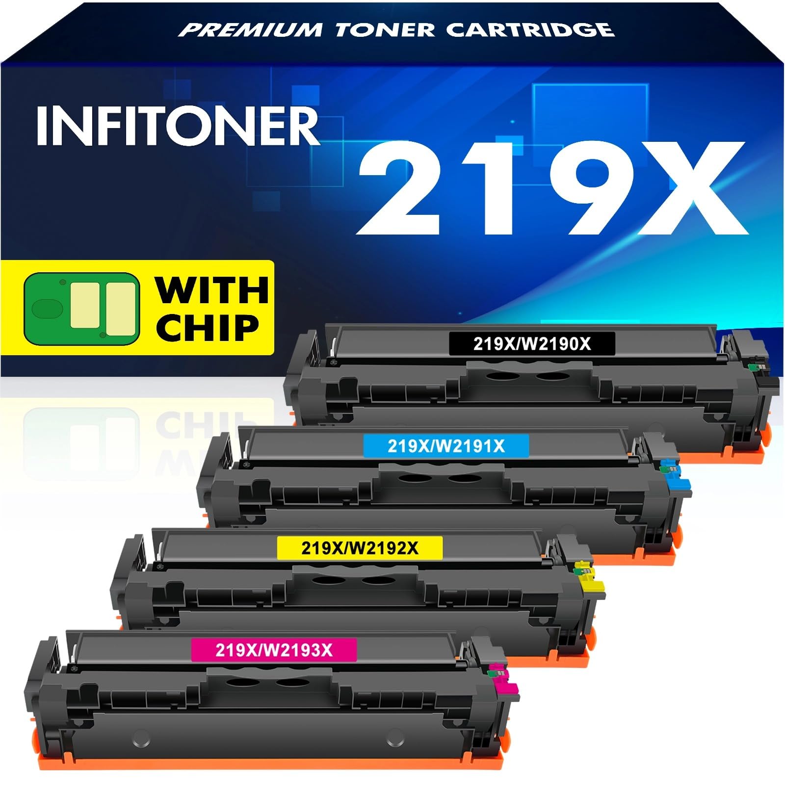 219X 219A MFP 3302FDWG Toner Mit Chip: Kompatible Ersatz für HP 219X 219A für Color LaserJet Pro MFP 3302FDNG 3302SDWG 3302FDW 3302SDW 3302FDN 3202DN 3202DW Schwarz Cyan Magenta Gelb W2190X 4-Pack