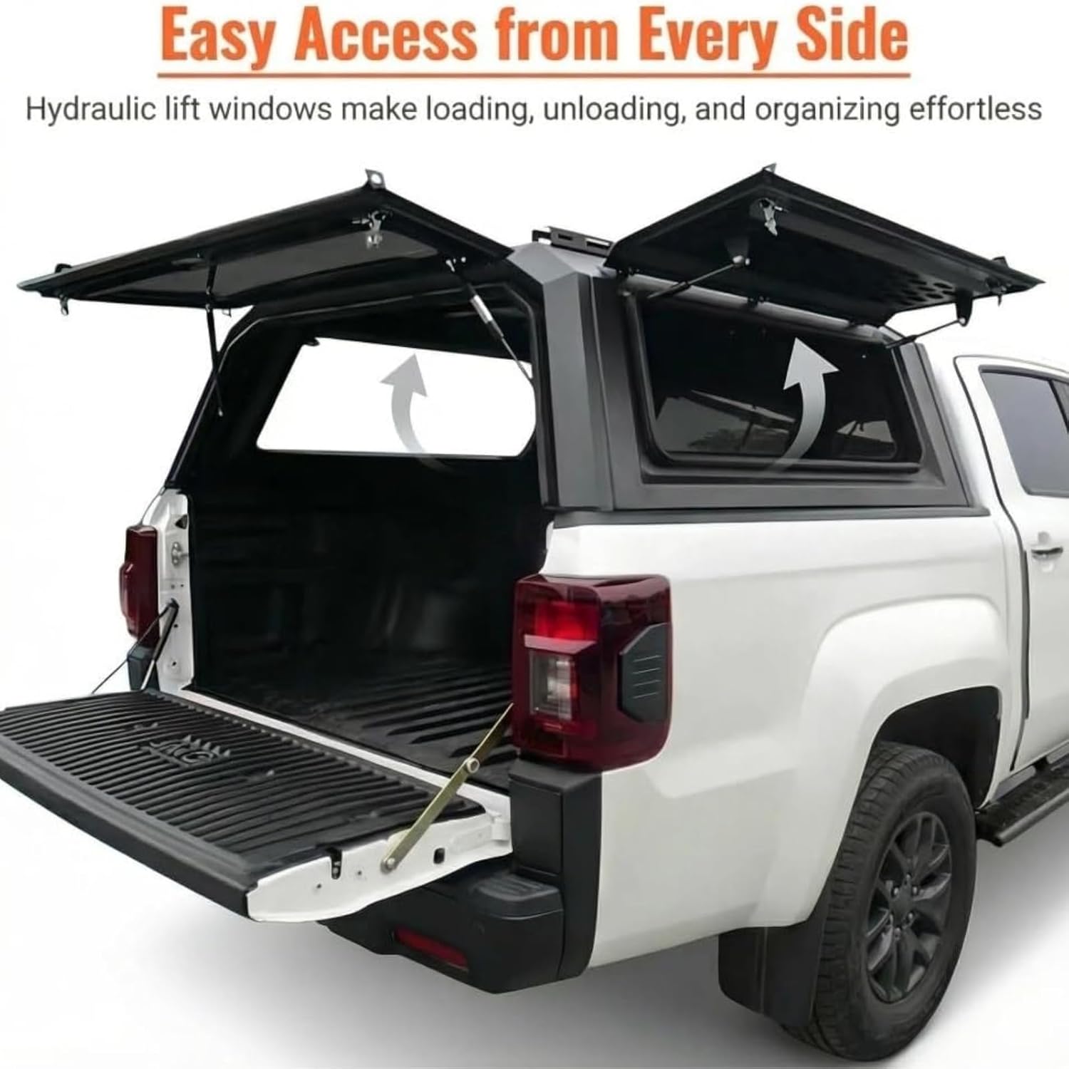Heavy Duty Aluminum Truck Cap Compatible with 2016-2021 Toyota Tacoma 5ft Bed - Weatherproof Hard Shell Topper with Lockable Doors - Easy No-Drill Install, Overland Pickup Canopy
