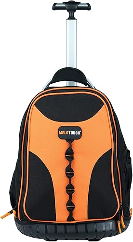 Mochila para herramientas automotrices con ruedas, organizador de mochila de herramientas profesional resistente con 37 bolsillos e interior grande,