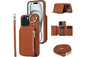 Luxury iPhone 15 Plus Wallet Case with RFID Protection and Versatile Carrying Options