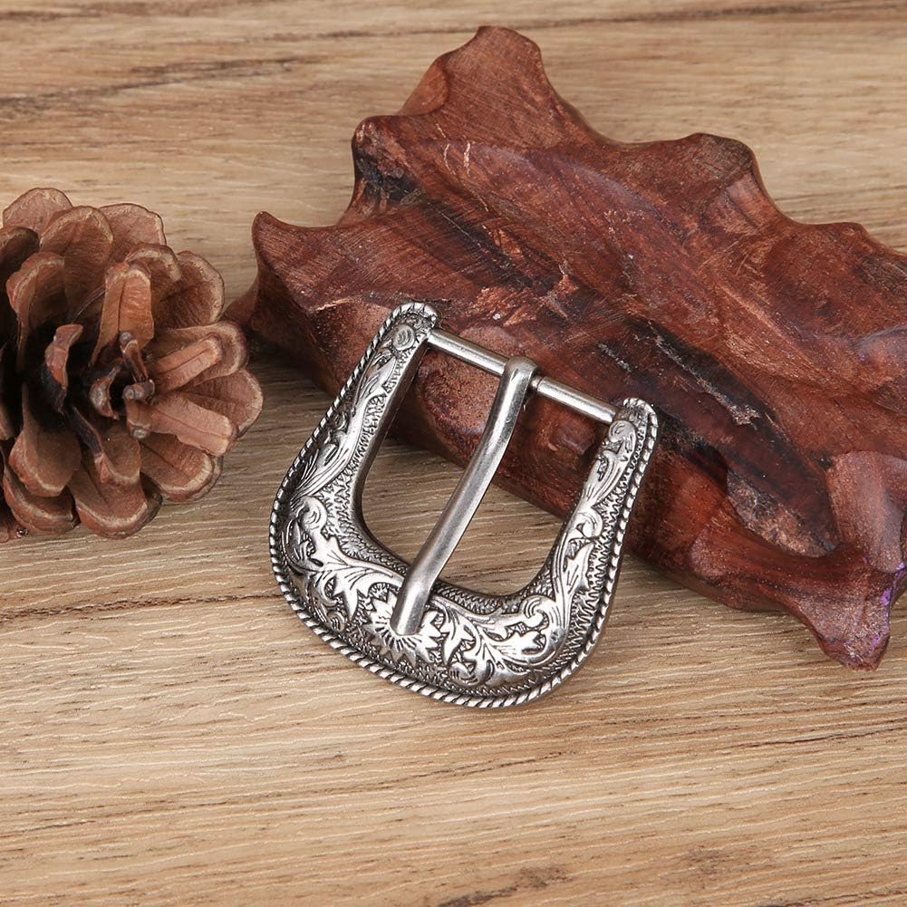 Yctze Belt Buckle Set, Handmade Carving Alloy Waist Belt Buckle Set for Collar and Saddle Accessories in Vintage Style (25mm ID)