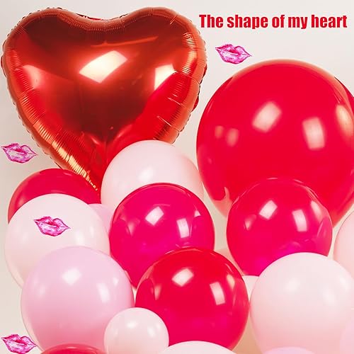 Miniatura 5 de Kit de arco de guirnalda de globos rojos y rosados, más de 130 piezas con arco y flecha XXOO globos en forma de corazón para mujeres y niñas, día de