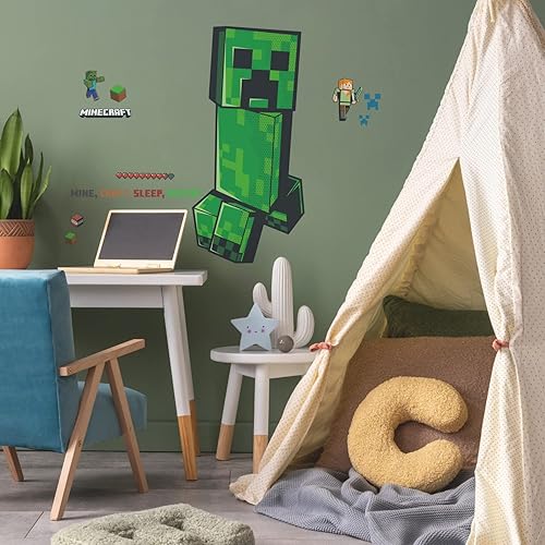 Miniatura 6 de RoomMates RMK5360GM Minecraft Creeper - Calcomanías de pared gigantes para despegar y pegar