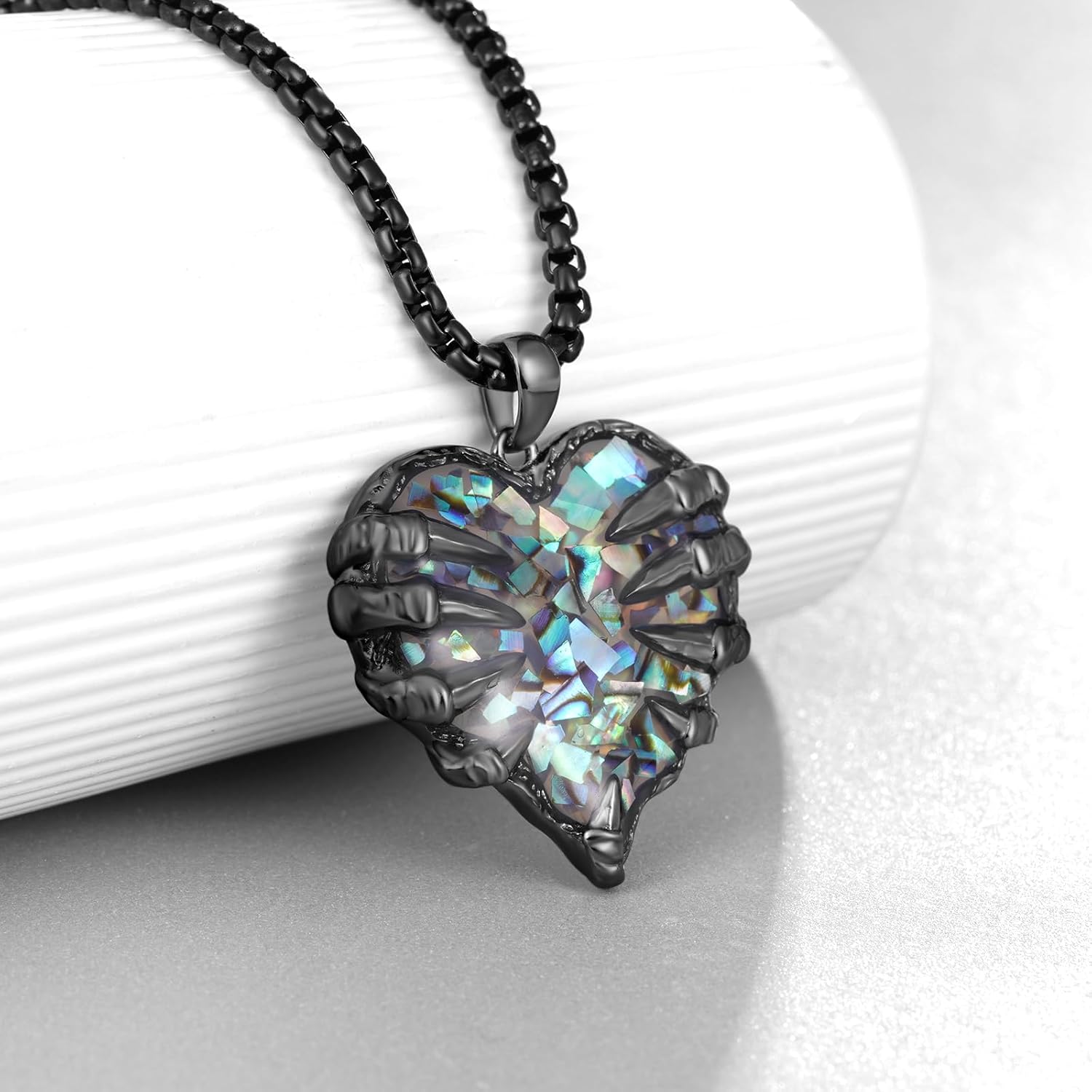 Skull Hand Necklace 925 Sterling Silver Skeleton Necklace Gothic Heart Pendant Gothic Skull Jewelry Gifts for Men Women - Image 2