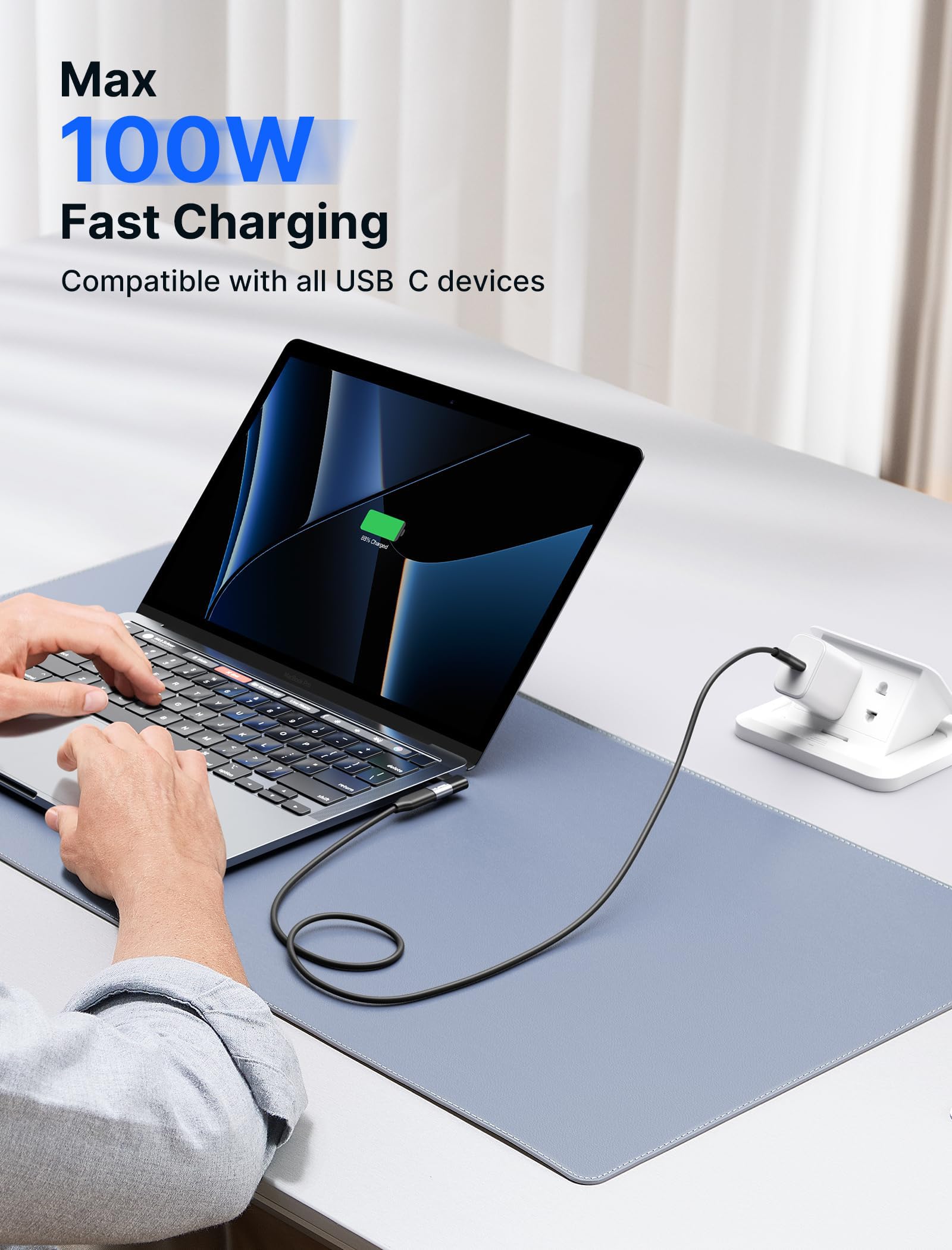 JSAUX Adapter USB C męski na USB C, żeński, 2-pak, transfer danych 40 Gb/s, PD 100 W, przedłużacz USB typu C 3.1, kompatybilny z MacBookiem, Steam Deck, ROG Ally, Switch, VR, iPhone 16/15, Samsung