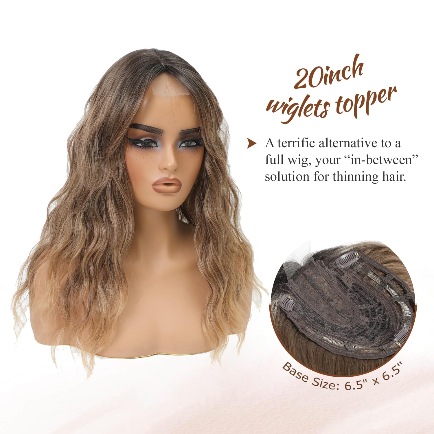 Ms Taj Topper per capelli castani da donna con capelli diradati, 50,8 cm