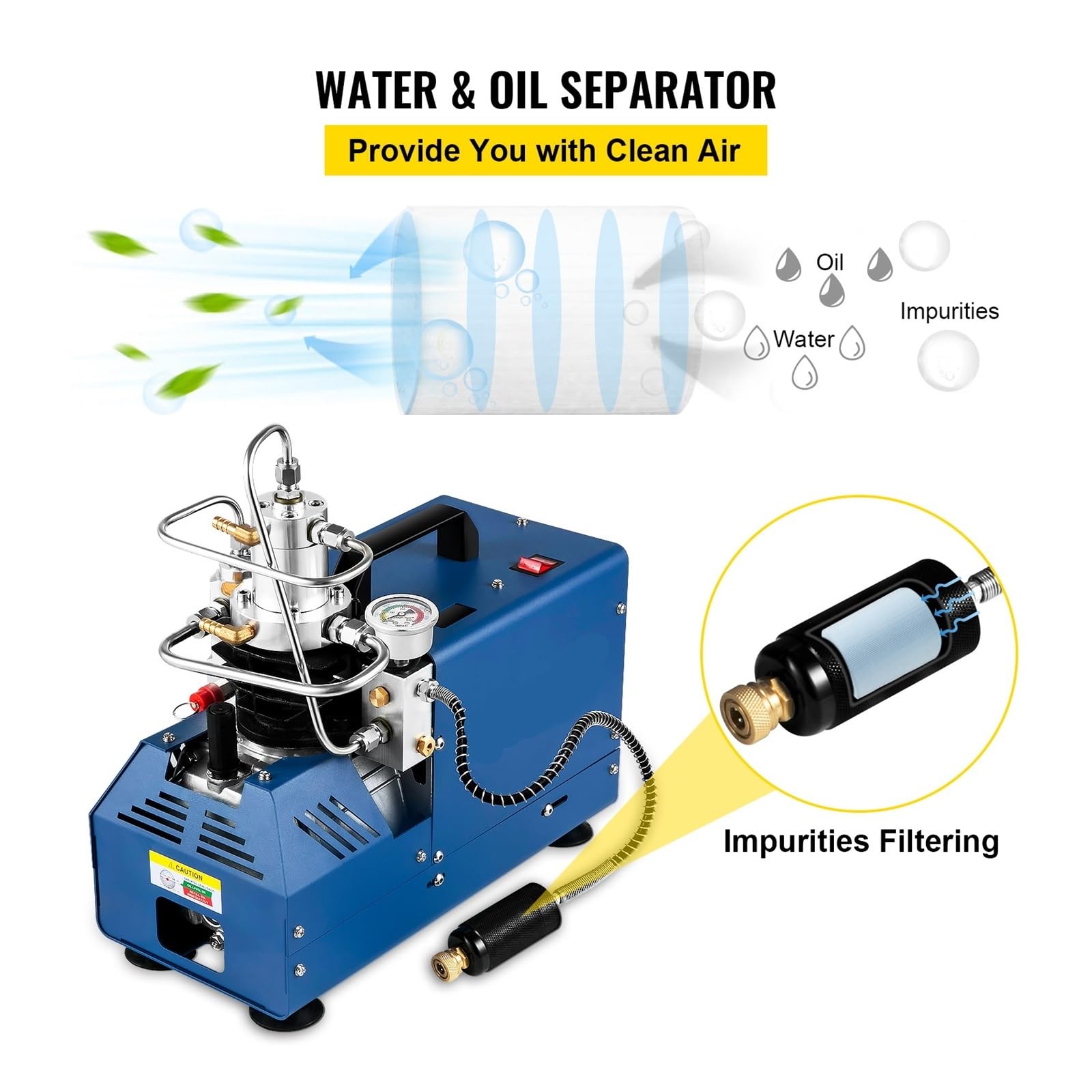 Pompa sprężarki powietrza PCP o wysokim ciśnieniu 1800 W, 4500 PSI/30 MPA/300 BAR, ręczny stop do paintballa, karabinu pneumatycznego, butli nurkowania,Długotrwałe