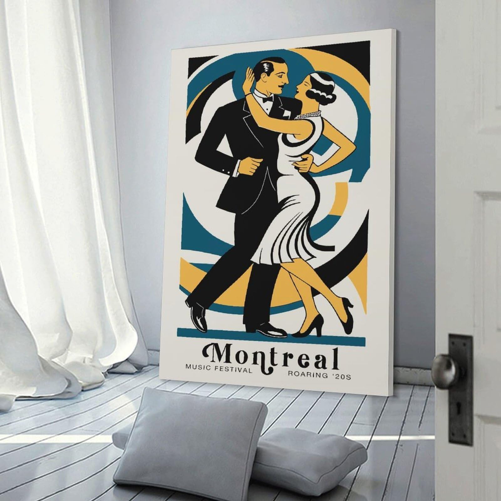 Junmoney Swing 20s Music Festival Wall Decor Canvas Print, 16x24inch(40x60cm), for Living Room, Bedroom Or Home Office, Home Decor Gift with Stylish Appeal