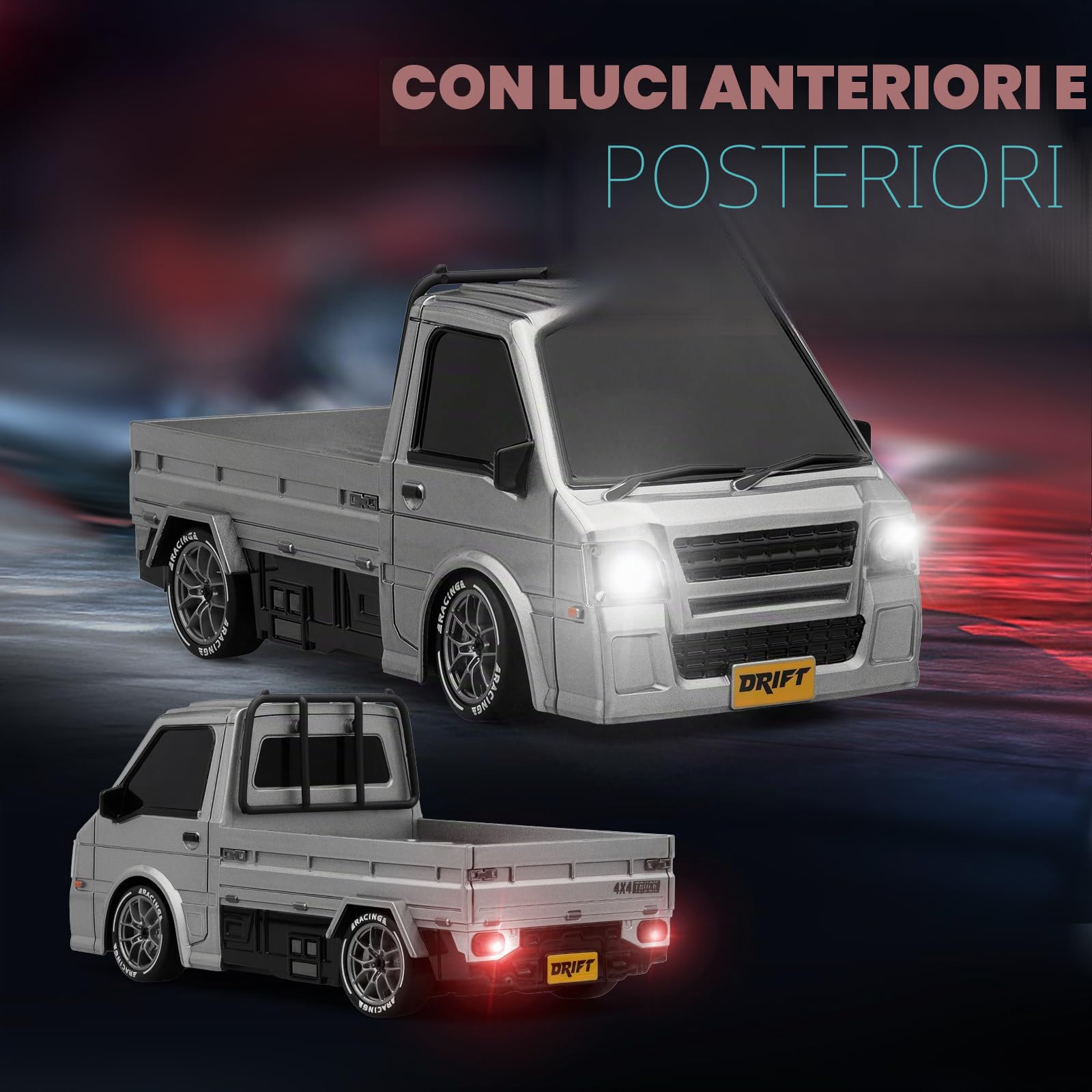 ACAMMZAR RC Drift Macchina Telecomandata, 1:24 20KM/H 4WD Macchine Telecomandate Truck, Radiocomandata Auto con 2 Batterie per Bambini Adulta