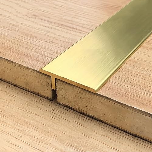 Miniatura 2 de Tiras de transición para pisos en forma de T, tira de borde de umbral de latón, carpeta de costuras para pisos de madera, reductor de rampa de latón