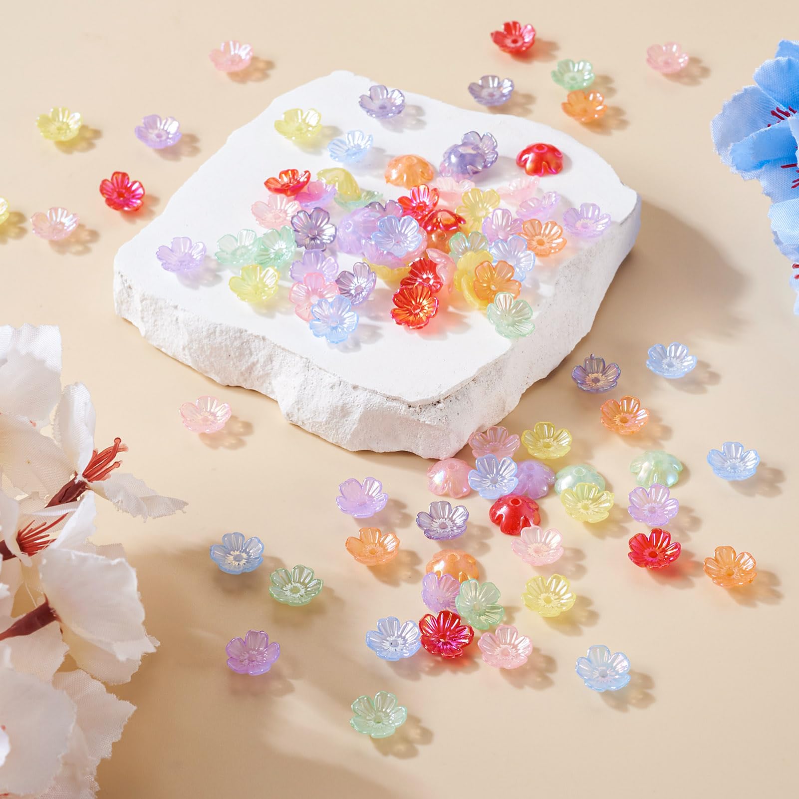 Aazon.co: KitBeads 300pcs Rando Acrylic Flower Bead Caps Transparent