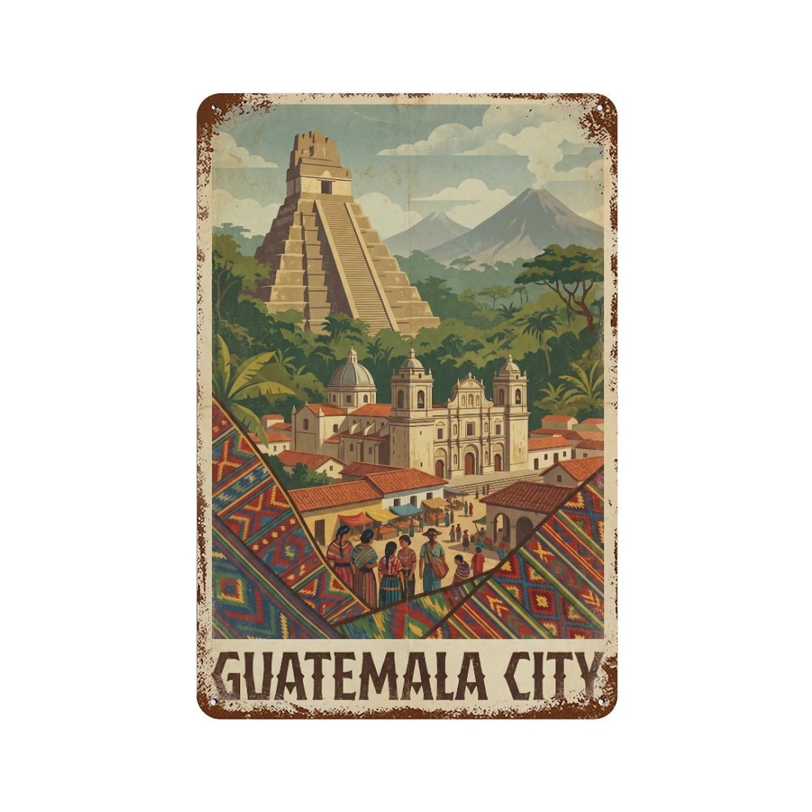 Metal Tin Sign Travel Guatemala Guatemala City Retro