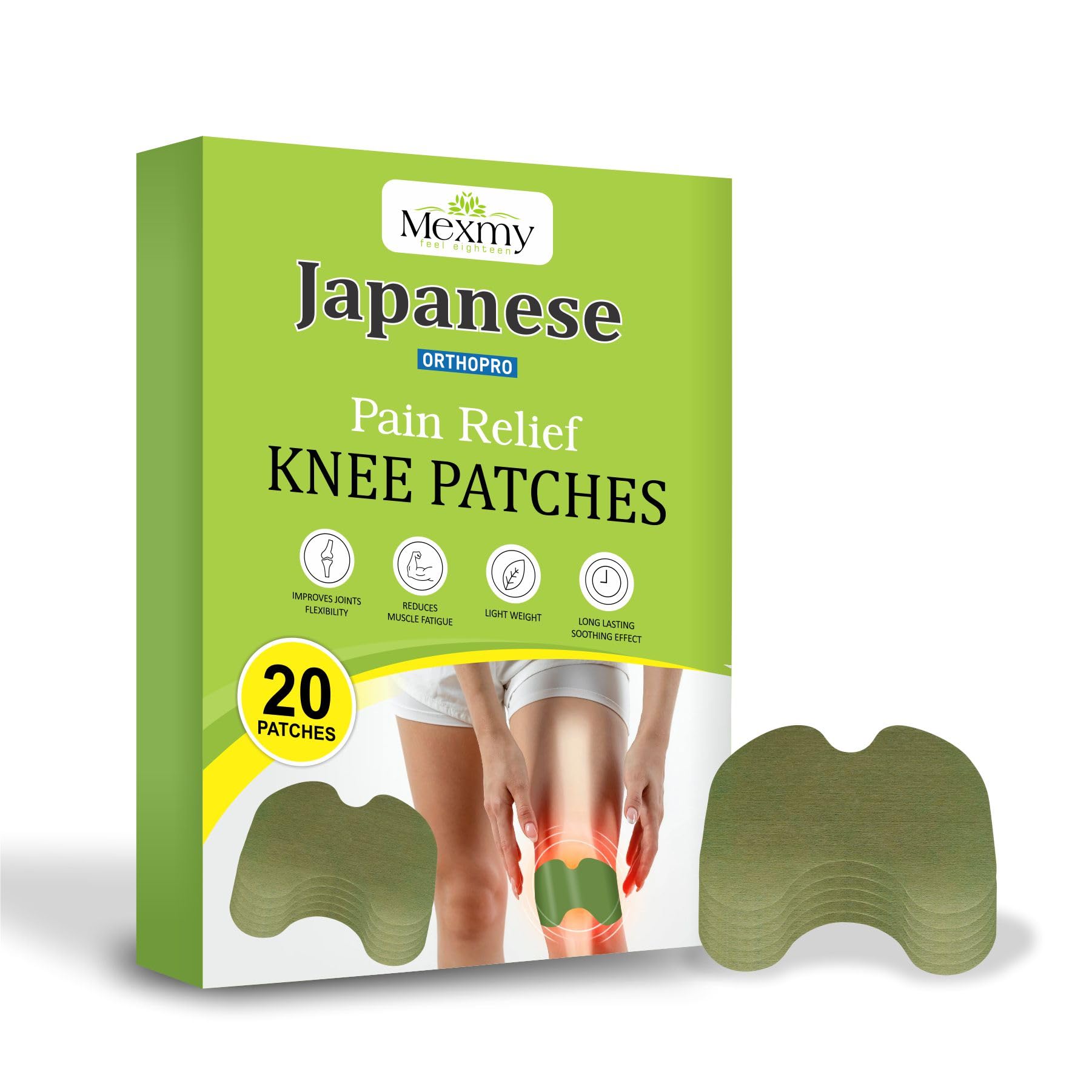 Original Herbal Knee Pain Relief Patches - Arthritis Inflammation Plaster For Knee Support & Muscle Pain - Maximum Strength For A Temporary Relief