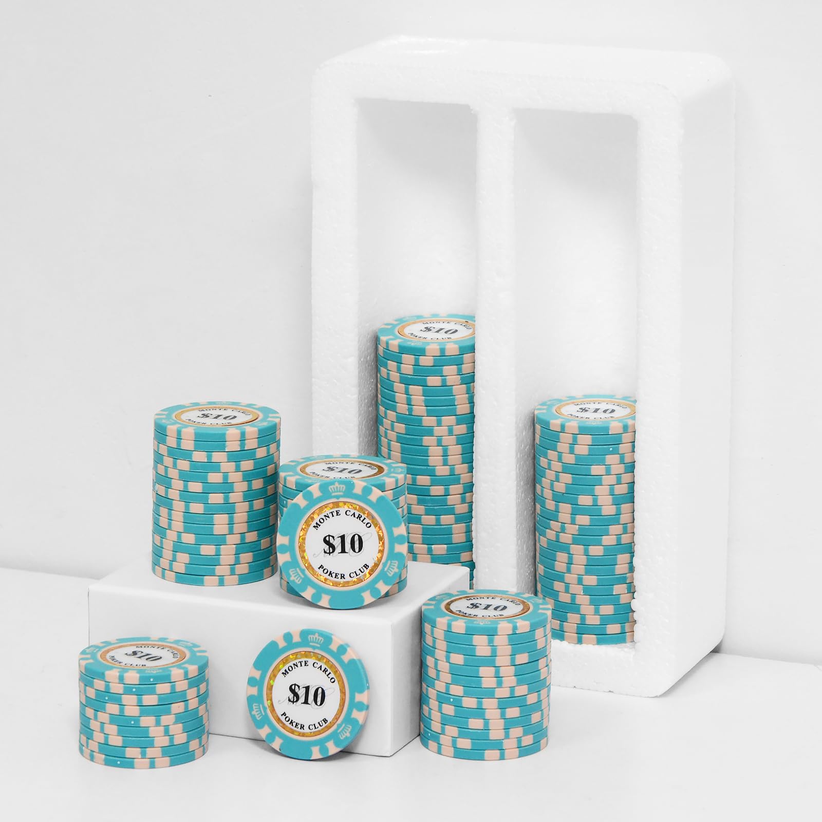 SODFAS 100 Piece Clay Poker Chips 14 Grams Heavyweight Clay Composite Casino 40mm Chips for Texas Hold’em Game Night