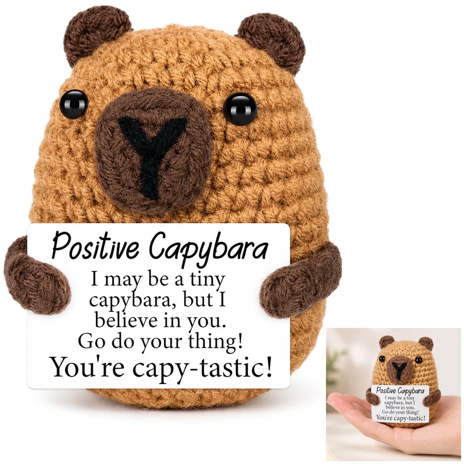 Positive Crochet Animals Capybara Gifts, Handmade Crochet Capybara Gift