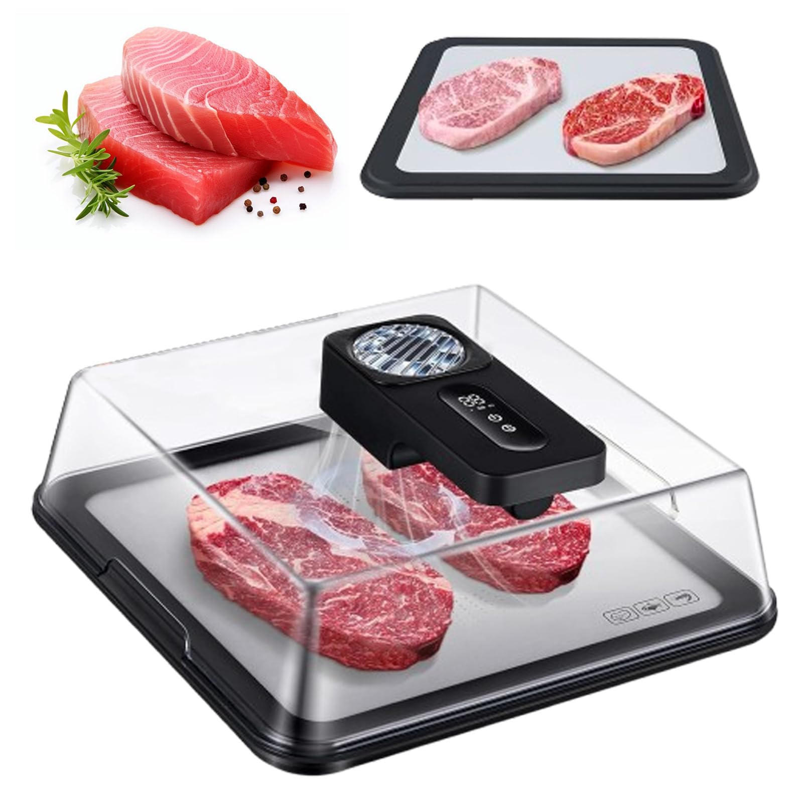 Elektrisches Auftaubrett, Smart Food Defrosting Tray, Schnelles Auftauen in 10 Minuten, USB wiederaufladbar, ideal für Fleisch und Meeresfrüchte, 4,2 l Kapazität