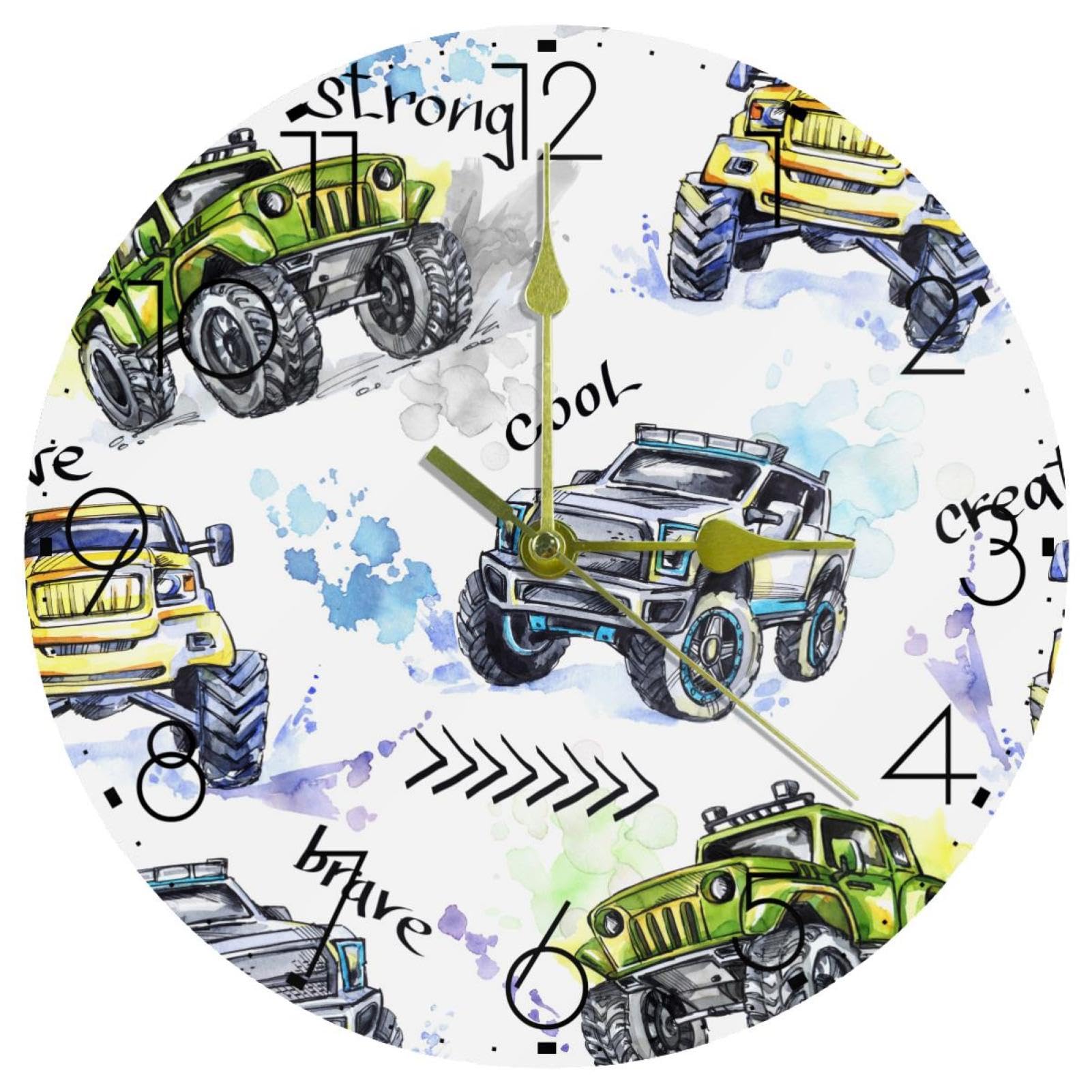 Horloge murale SUV 25,4 cm silencieuse à pile pour salon